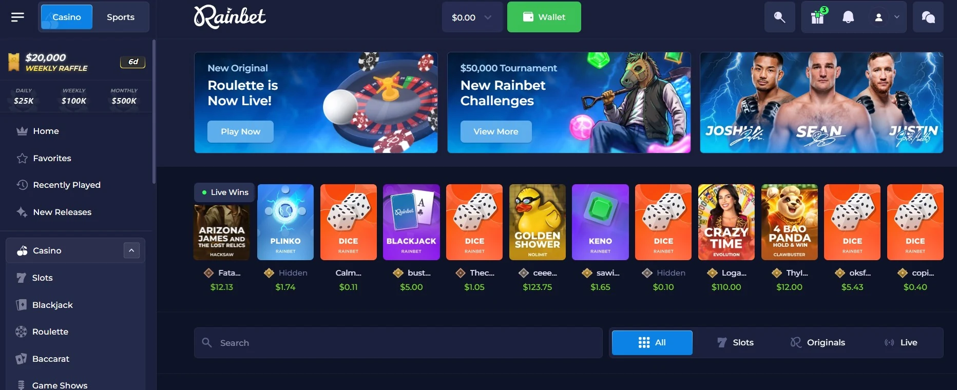Rainbet login and account