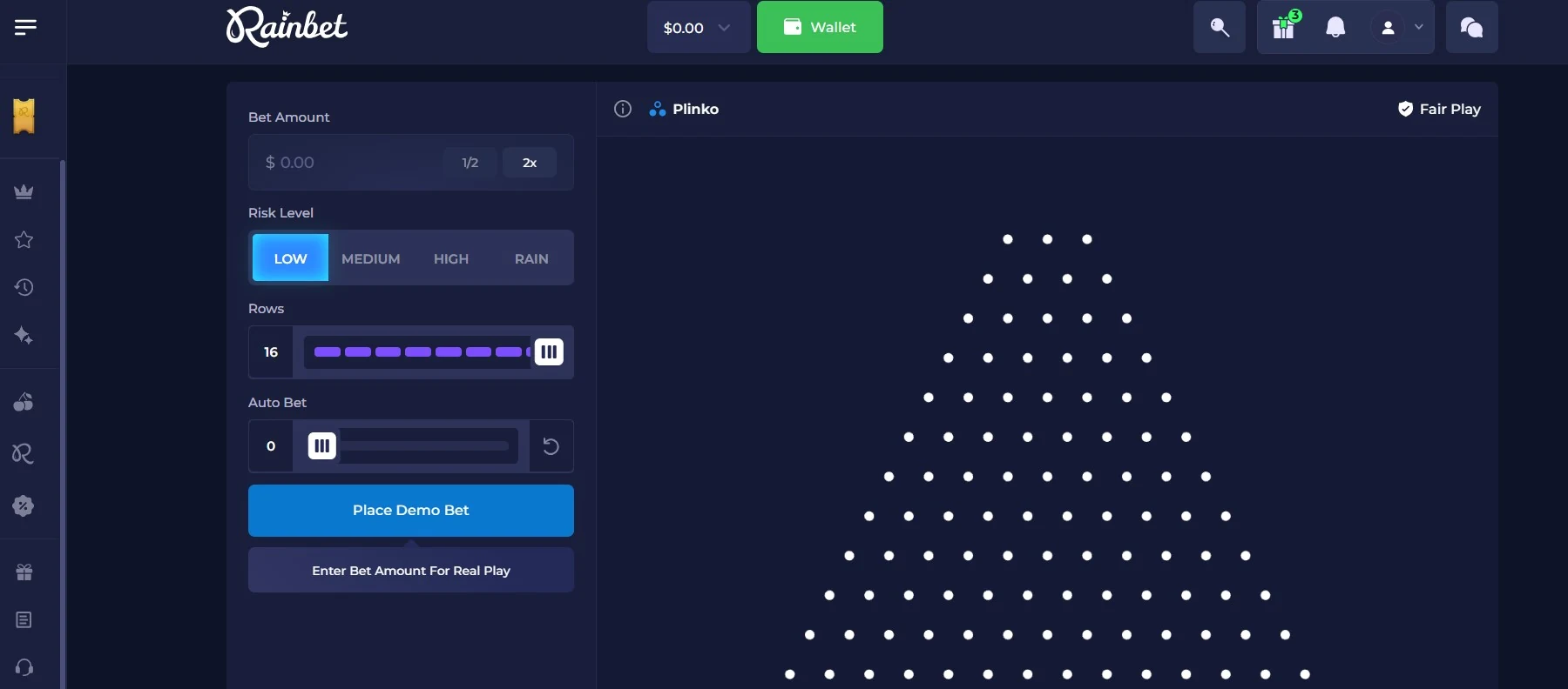 Rainbet Plinko